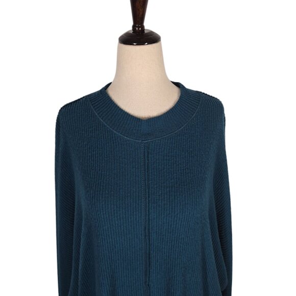 TREASURE & BOND WOMEN' teal ribbed knit pullover top Size Large  NWOT - Picture 2 of 9
